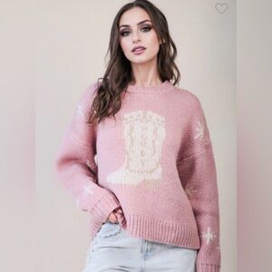 Pink Women's Sweater with Boot Design